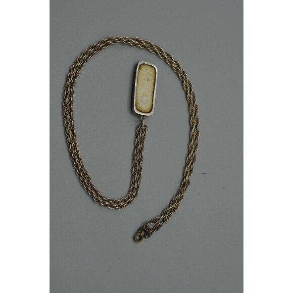 Blue & White Bar Pendant Rope Chain Necklace Sterling Silver 15.5" Chinese Asian - Picture 10 of 11